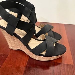 Womens Black Wedge Sandal
